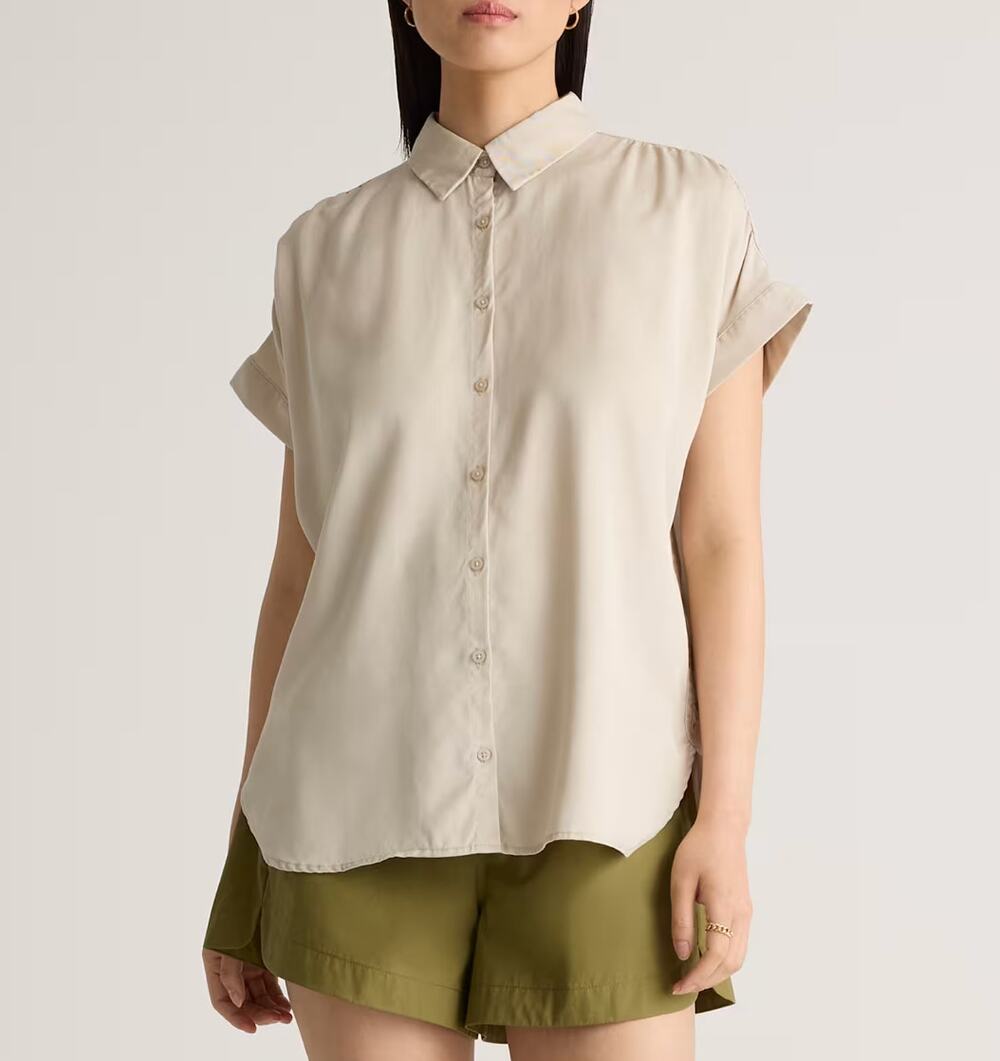 Quince Vintage Wash Tencel Camp Shirt L